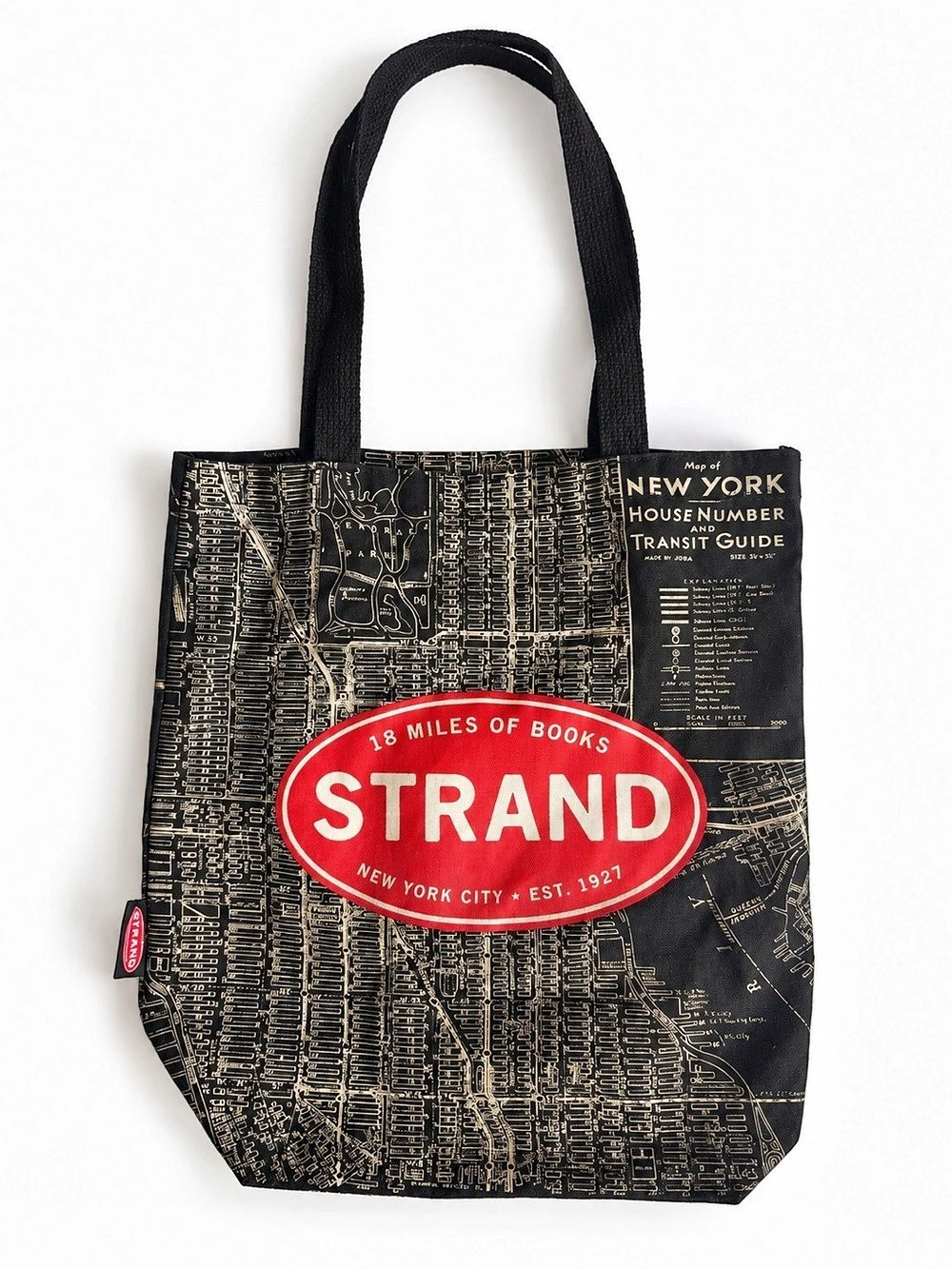 Strand Book Store New York City Map Tote Black & Red Tote Like New